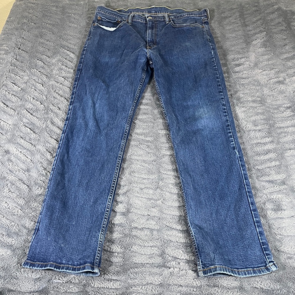 Levis 514 Straight Fit Mens Jeans 36x30 Blue Dark Wash Stretch 00514-0928 Denim